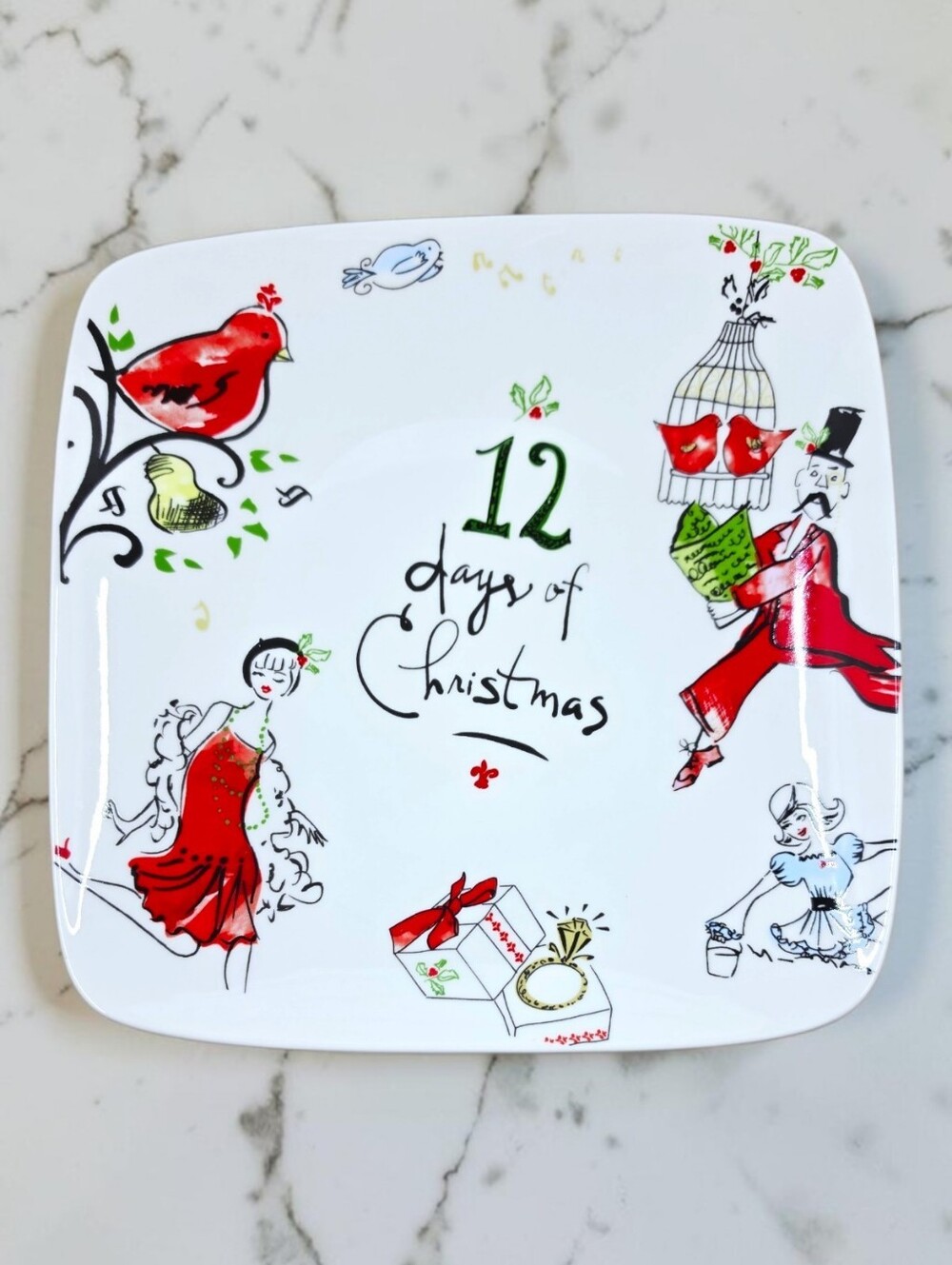 Lenox 12 Days Of Christmas Square Serving Platter 10.25in American By Design